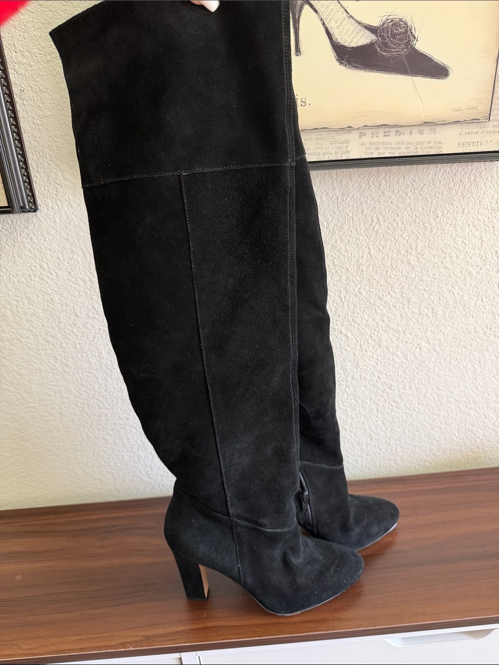 New Aldo Black suede Over-the-Knee Suede Heel Boots - Women size 9 orig.$200